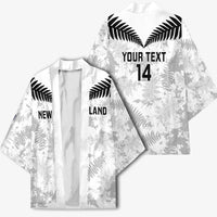 Custom New Zealand Silver Fern Football Kimono Go Aotearoa Grunge White - Polynesian Pride