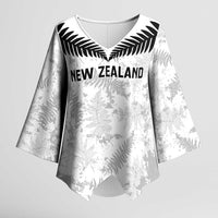 Custom New Zealand Silver Fern Football Kimono Sleeve Blouse Go Aotearoa Grunge White LT14 Female White - Polynesian Pride