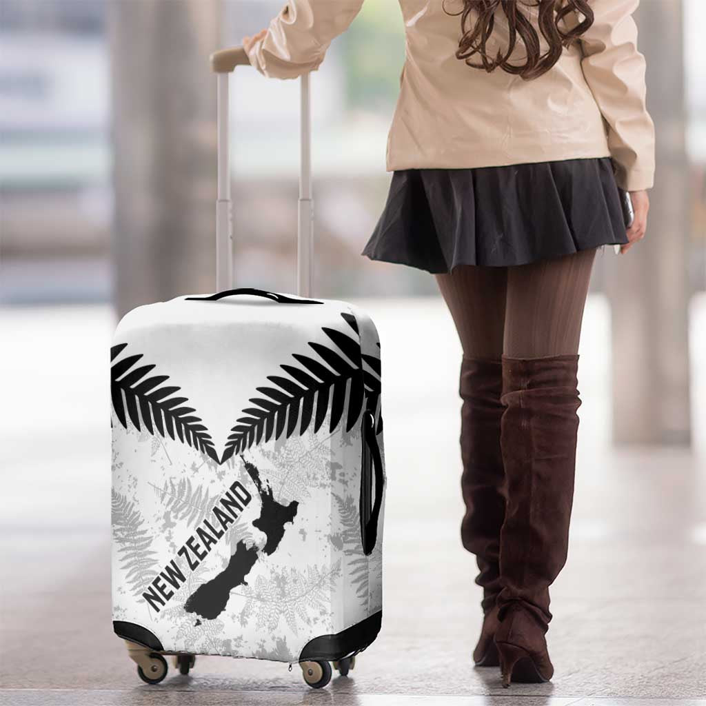 Custom New Zealand Silver Fern Football Luggage Cover Go Aotearoa Grunge White - Polynesian Pride