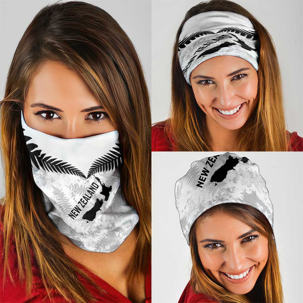 Custom New Zealand Silver Fern Football Neck Gaiter Go Aotearoa Grunge White LT14 - Polynesian Pride