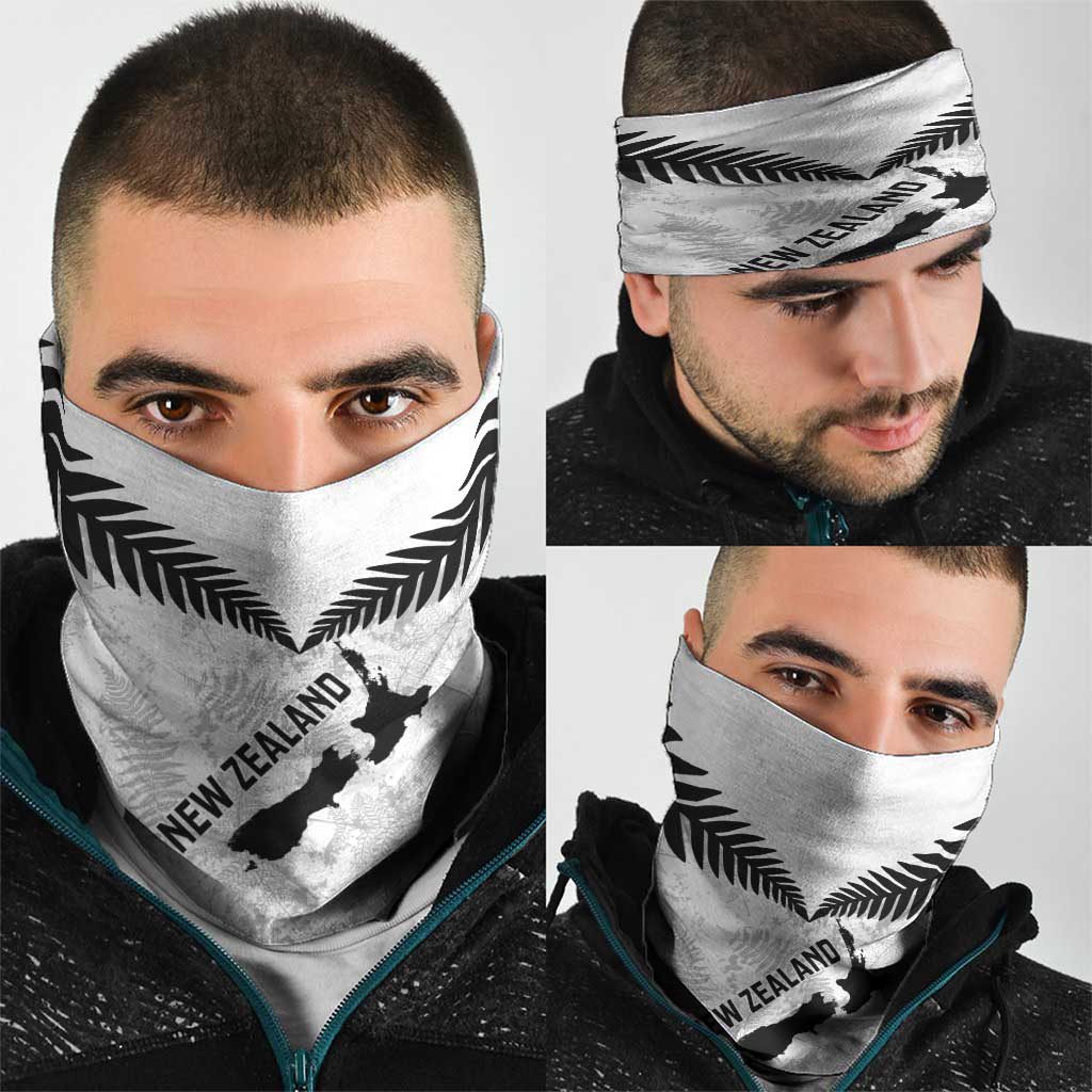 Custom New Zealand Silver Fern Football Neck Gaiter Go Aotearoa Grunge White LT14 - Polynesian Pride