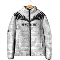 Custom New Zealand Silver Fern Football Padded Jacket Go Aotearoa Grunge White LT14 - Polynesian Pride