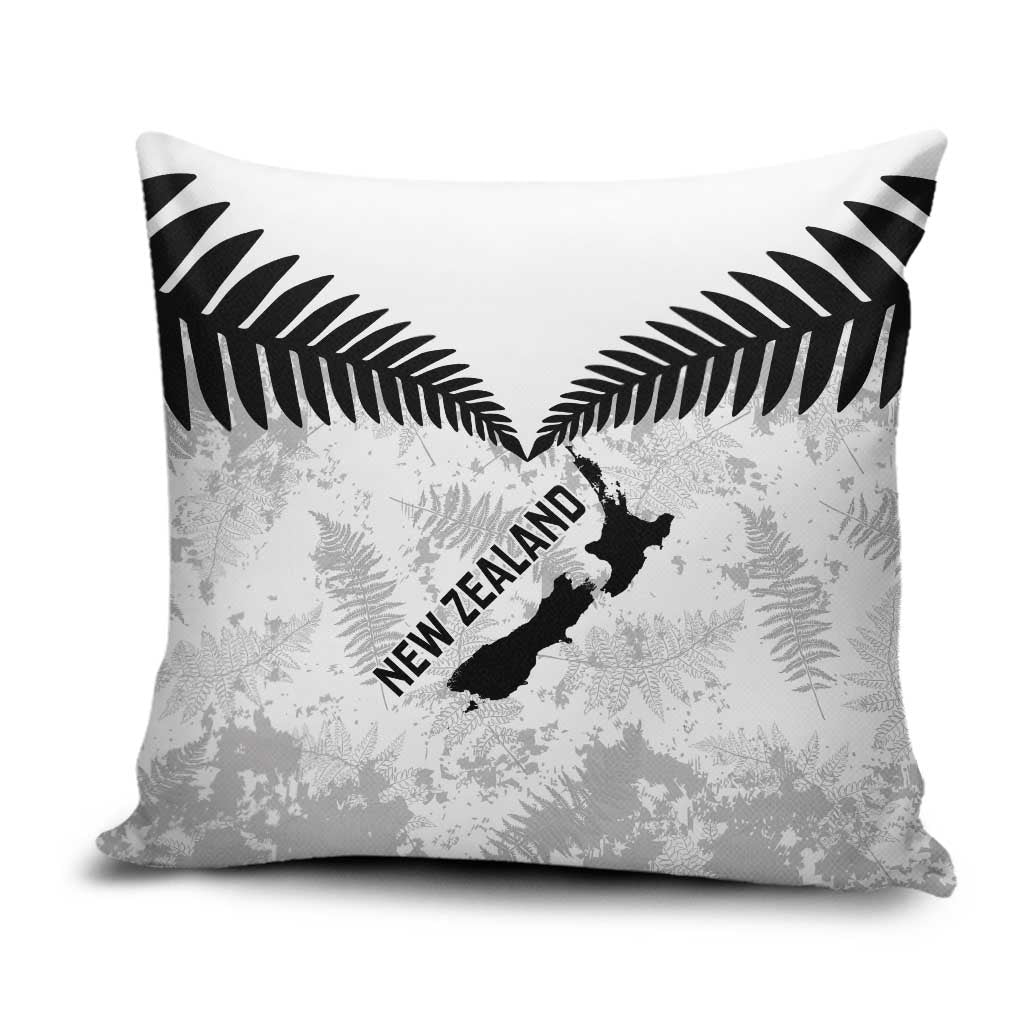 Custom New Zealand Silver Fern Football Pillow Cover Go Aotearoa Grunge White - Polynesian Pride