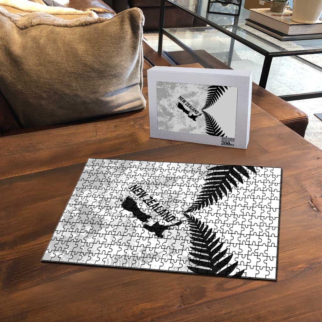 Custom New Zealand Silver Fern Football Puzzle Go Aotearoa Grunge White LT14 - Polynesian Pride