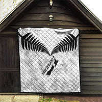 Custom New Zealand Silver Fern Football Quilt Go Aotearoa Grunge White LT14 - Polynesian Pride