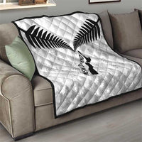 Custom New Zealand Silver Fern Football Quilt Go Aotearoa Grunge White LT14 - Polynesian Pride