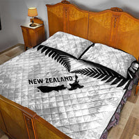Custom New Zealand Silver Fern Football Quilt Bed Set Go Aotearoa Grunge White LT14 - Polynesian Pride
