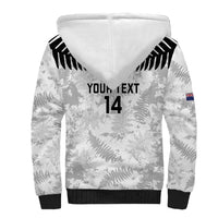 Custom New Zealand Silver Fern Football Sherpa Hoodie Go Aotearoa Grunge White LT14 - Polynesian Pride