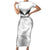 Custom New Zealand Silver Fern Football Short Sleeve Bodycon Dress Go Aotearoa Grunge White - Polynesian Pride