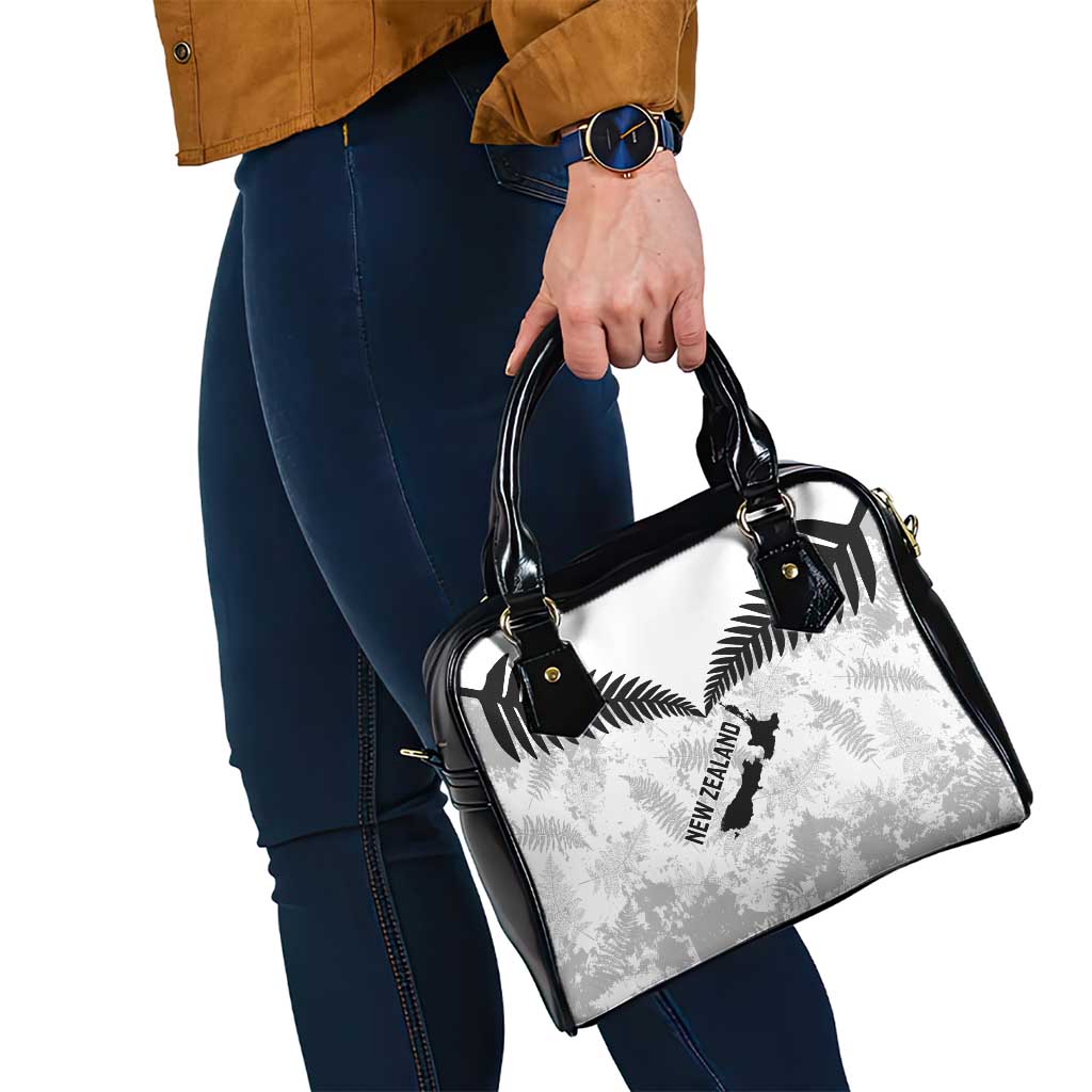 Custom New Zealand Silver Fern Football Shoulder Handbag Go Aotearoa Grunge White LT14 - Polynesian Pride