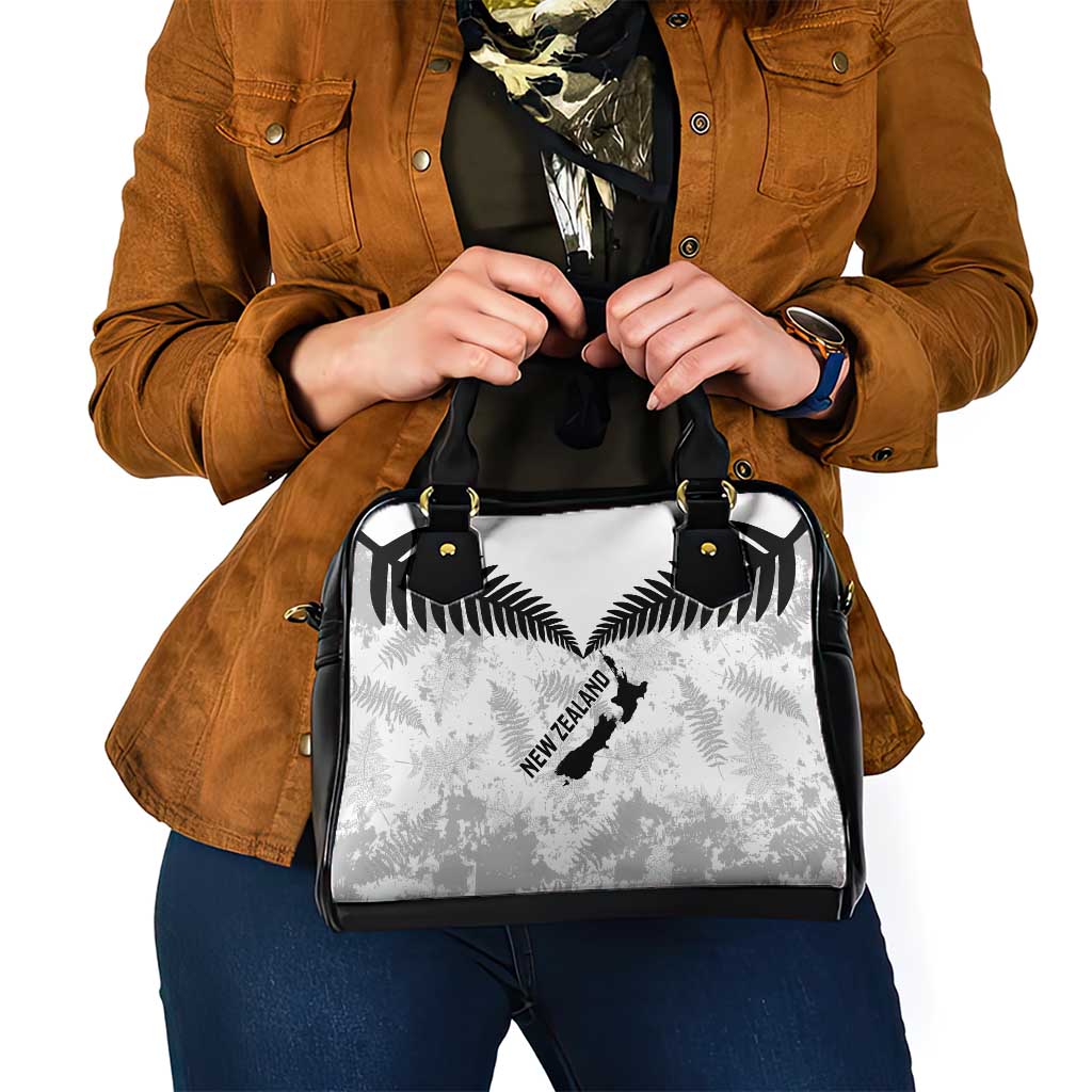 Custom New Zealand Silver Fern Football Shoulder Handbag Go Aotearoa Grunge White LT14 - Polynesian Pride