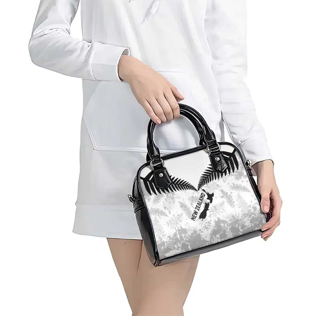 Custom New Zealand Silver Fern Football Shoulder Handbag Go Aotearoa Grunge White LT14 - Polynesian Pride