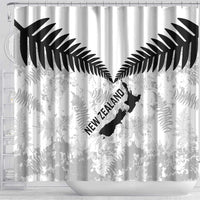 Custom New Zealand Silver Fern Football Shower Curtain Go Aotearoa Grunge White LT14 - Polynesian Pride