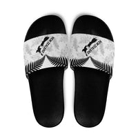 Custom New Zealand Silver Fern Football Slide Sandals Go Aotearoa Grunge White LT14 White - Polynesian Pride