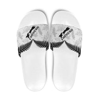 Custom New Zealand Silver Fern Football Slide Sandals Go Aotearoa Grunge White LT14 White - Polynesian Pride
