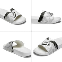 Custom New Zealand Silver Fern Football Slide Sandals Go Aotearoa Grunge White LT14 - Polynesian Pride