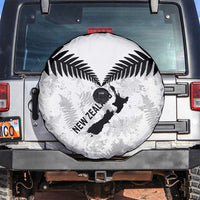 Custom New Zealand Silver Fern Football Spare Tire Cover Go Aotearoa Grunge White LT14 White - Polynesian Pride