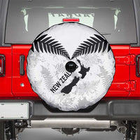 Custom New Zealand Silver Fern Football Spare Tire Cover Go Aotearoa Grunge White LT14 - Polynesian Pride
