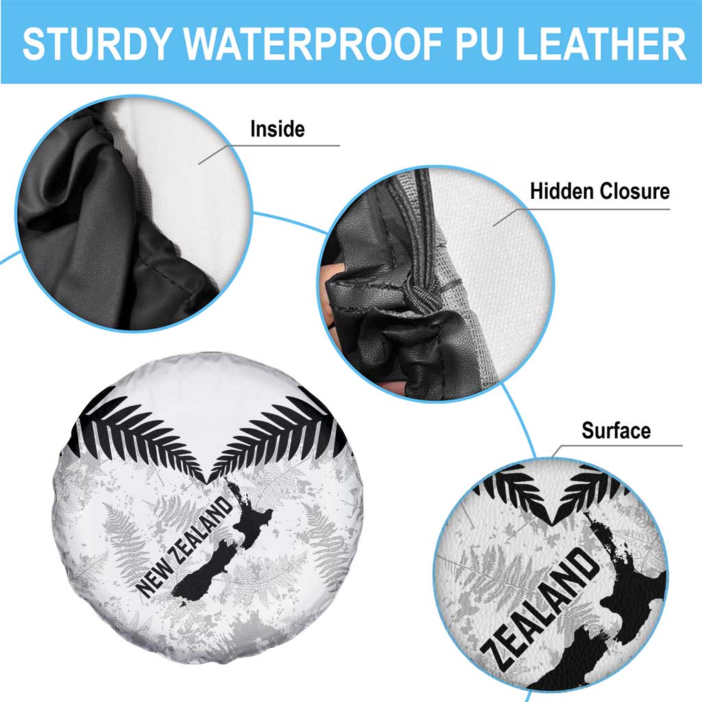 Custom New Zealand Silver Fern Football Spare Tire Cover Go Aotearoa Grunge White LT14 - Polynesian Pride