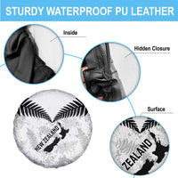 Custom New Zealand Silver Fern Football Spare Tire Cover Go Aotearoa Grunge White LT14 - Polynesian Pride