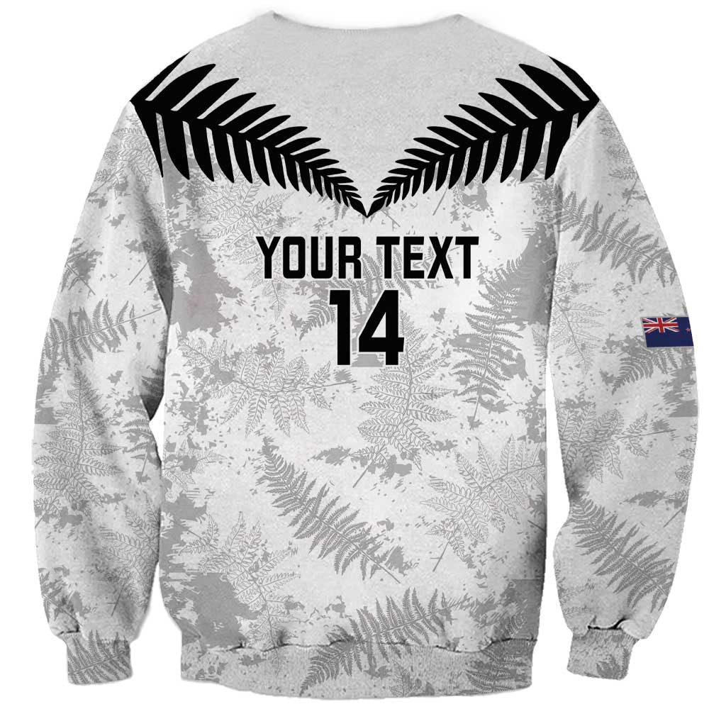 Custom New Zealand Silver Fern Football Sweatshirt Go Aotearoa Grunge White LT14 - Polynesian Pride