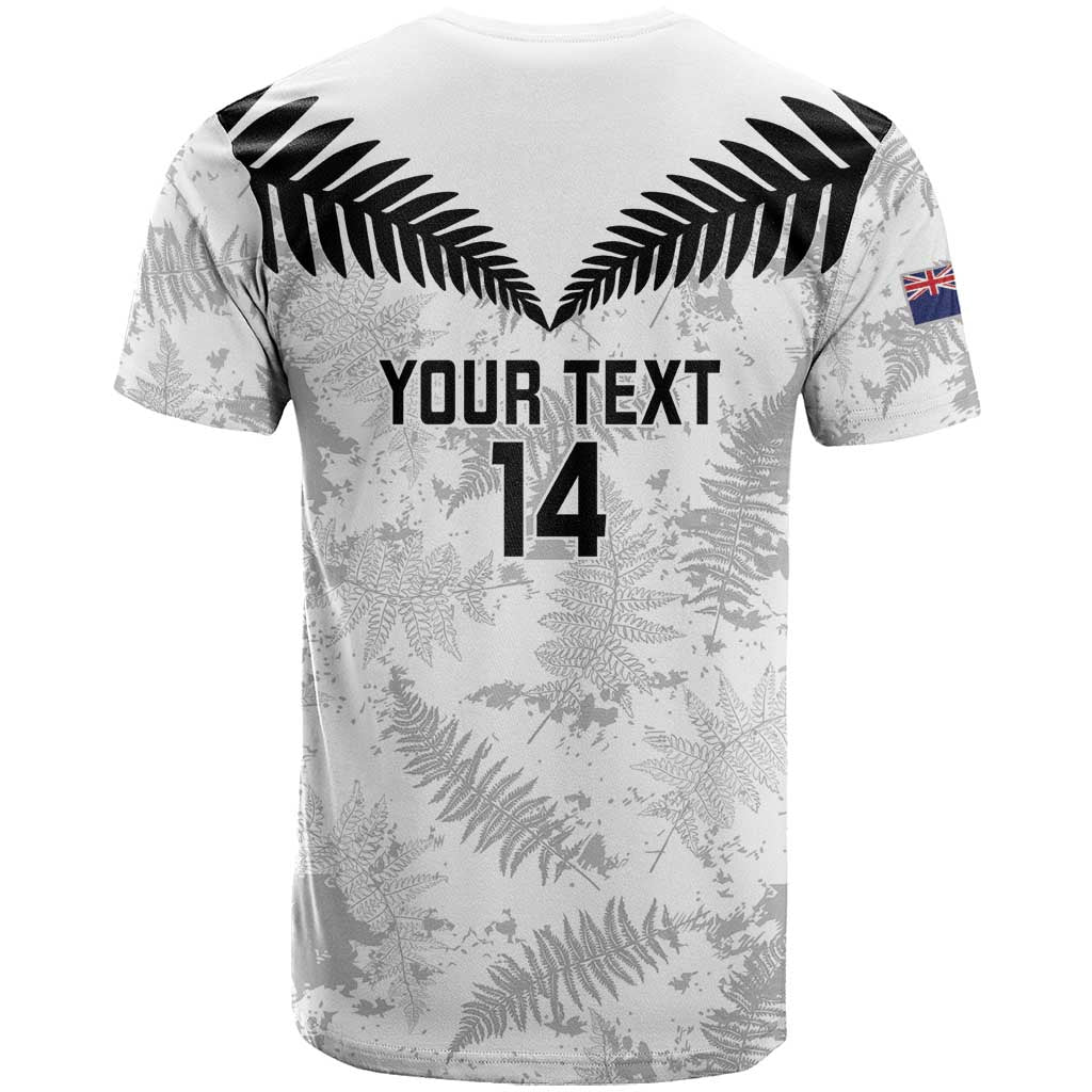 Custom New Zealand Silver Fern Football T Shirt Go Aotearoa Grunge White LT14 - Polynesian Pride