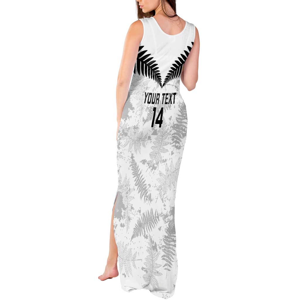 Custom New Zealand Silver Fern Football Tank Maxi Dress Go Aotearoa Grunge White LT14 - Polynesian Pride