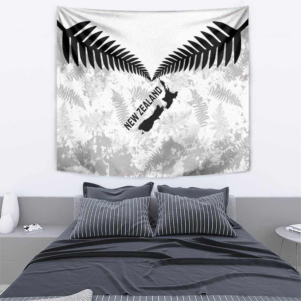 Custom New Zealand Silver Fern Football Tapestry Go Aotearoa Grunge White LT14 - Polynesian Pride