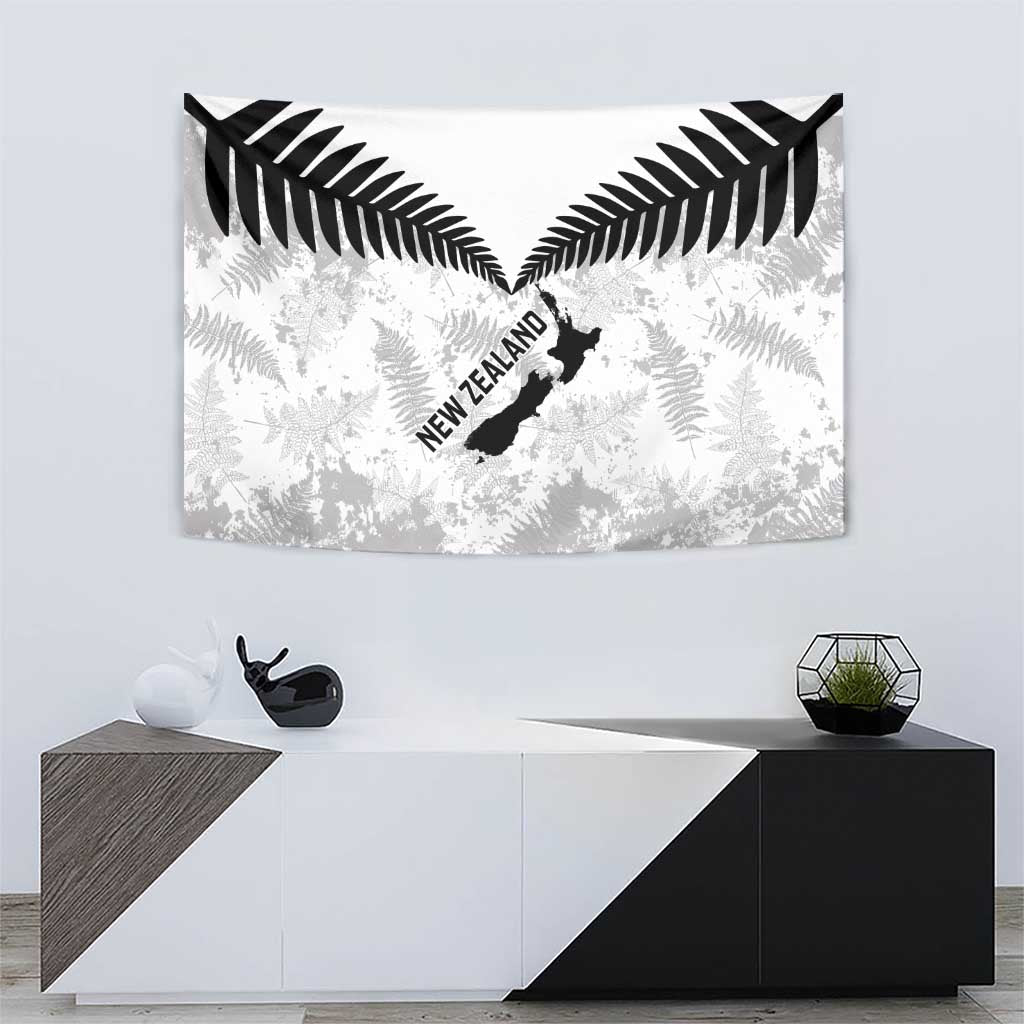 Custom New Zealand Silver Fern Football Tapestry Go Aotearoa Grunge White LT14 - Polynesian Pride