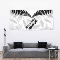 Custom New Zealand Silver Fern Football Tapestry Go Aotearoa Grunge White LT14 - Polynesian Pride