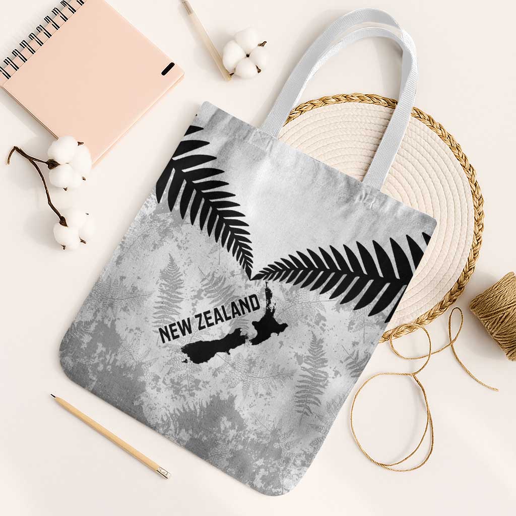 Custom New Zealand Silver Fern Football Tote Bag Go Aotearoa Grunge White LT14 White Strap One Size White - Polynesian Pride