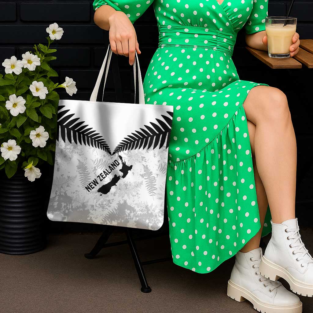 Custom New Zealand Silver Fern Football Tote Bag Go Aotearoa Grunge White LT14 - Polynesian Pride
