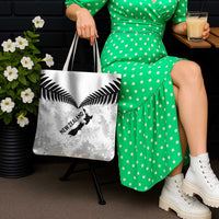 Custom New Zealand Silver Fern Football Tote Bag Go Aotearoa Grunge White LT14 - Polynesian Pride