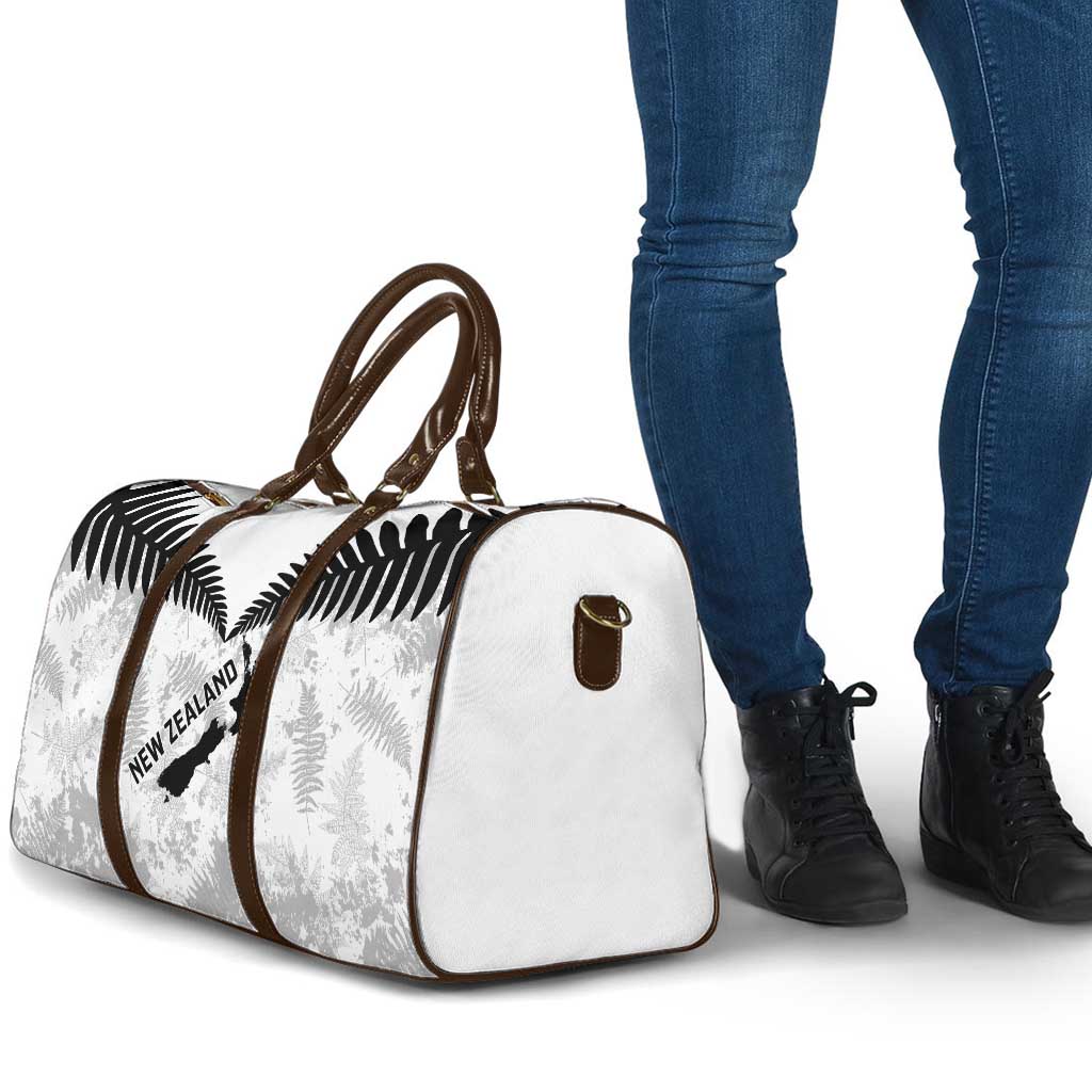 Custom New Zealand Silver Fern Football Travel Bag Go Aotearoa Grunge White - Polynesian Pride