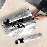 Custom New Zealand Silver Fern Football Umbrella Go Aotearoa Grunge White - Polynesian Pride