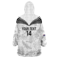 Custom New Zealand Silver Fern Football Wearable Blanket Hoodie Go Aotearoa Grunge White LT14 - Polynesian Pride