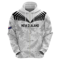 Custom New Zealand Silver Fern Football Zip Hoodie Go Aotearoa Grunge White LT14 - Polynesian Pride