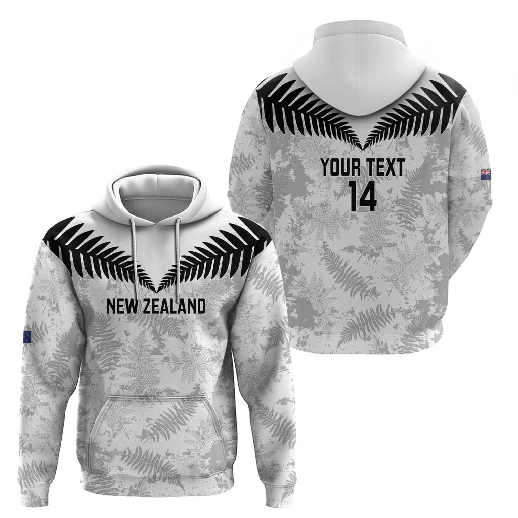 Custom New Zealand Silver Fern Football Zip Hoodie Go Aotearoa Grunge White LT14 - Polynesian Pride