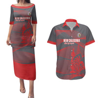 Custom New Caledonia Football Couples Matching Puletasi and Hawaiian Shirt Allez Les Cagous Grey Version LT14 Grey - Polynesian Pride