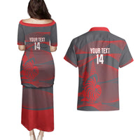 Custom New Caledonia Football Couples Matching Puletasi and Hawaiian Shirt Allez Les Cagous Grey Version LT14 - Polynesian Pride