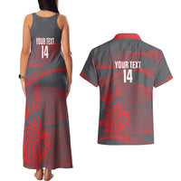 Custom New Caledonia Football Couples Matching Tank Maxi Dress and Hawaiian Shirt Allez Les Cagous Grey Version LT14 - Polynesian Pride