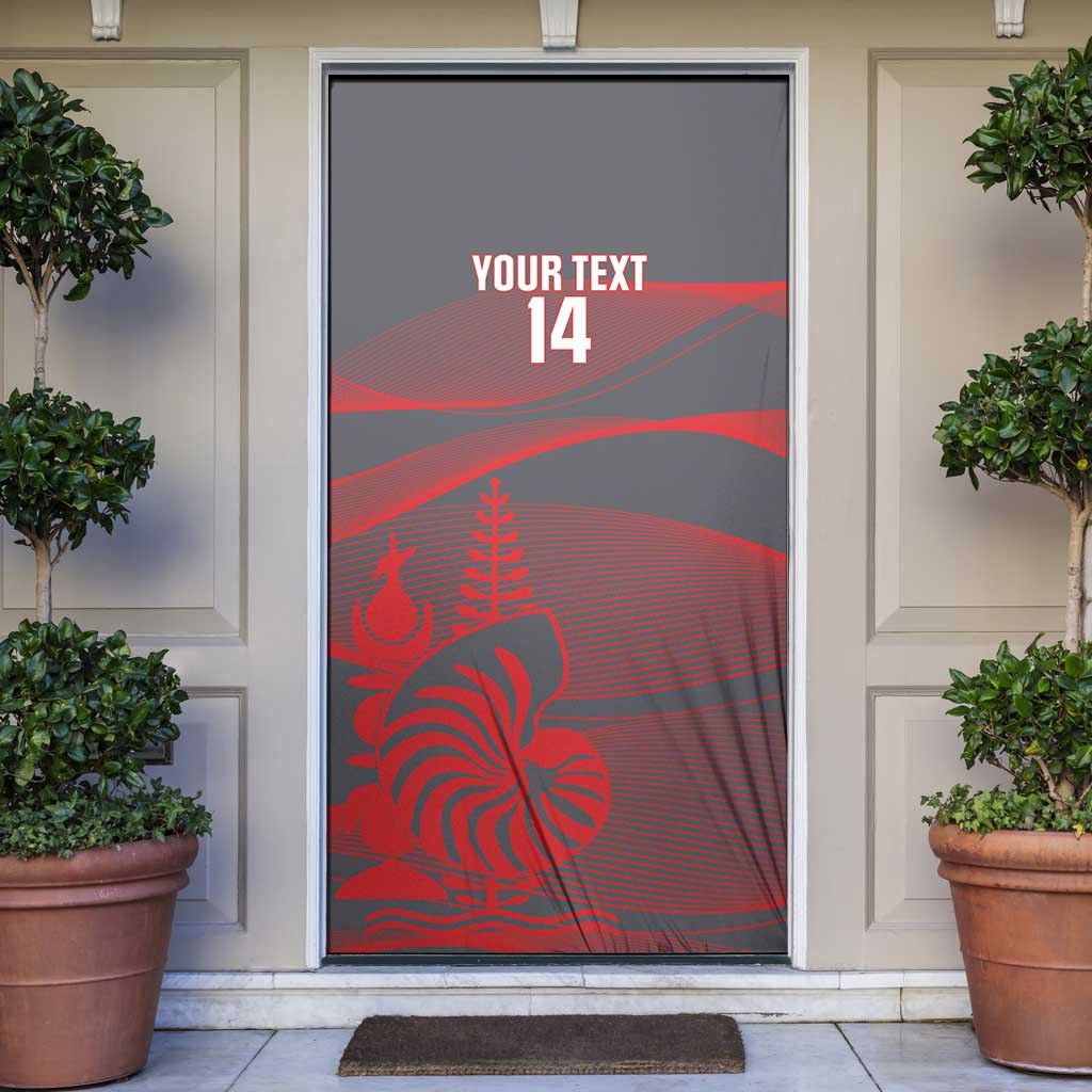 Custom New Caledonia Football Door Cover Allez Les Cagous Grey Version - Polynesian Pride