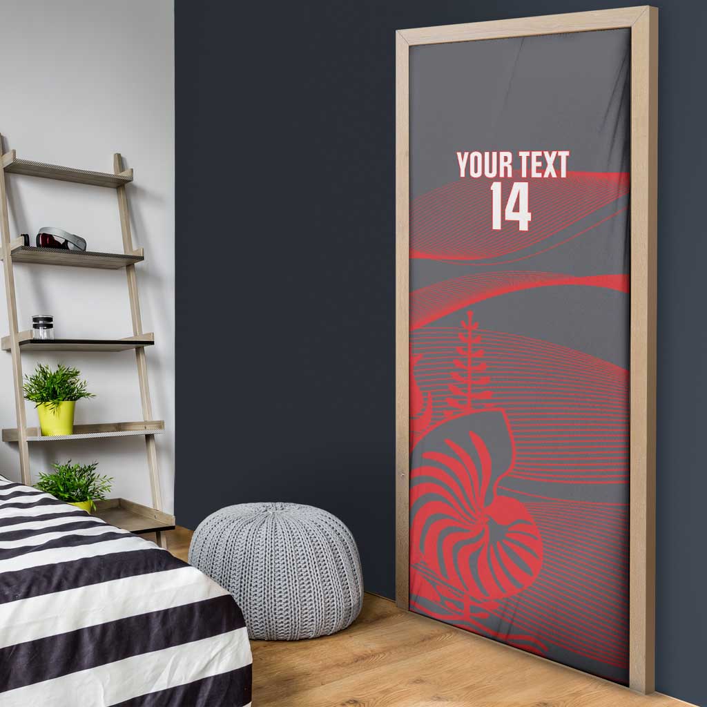 Custom New Caledonia Football Door Cover Allez Les Cagous Grey Version - Polynesian Pride