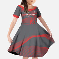Custom New Caledonia Football Family Matching Off Shoulder Maxi Dress and Hawaiian Shirt Allez Les Cagous Grey Version - Polynesian Pride