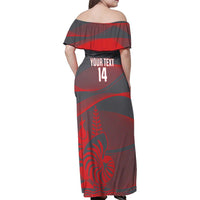 Custom New Caledonia Football Family Matching Off Shoulder Maxi Dress and Hawaiian Shirt Allez Les Cagous Grey Version - Polynesian Pride
