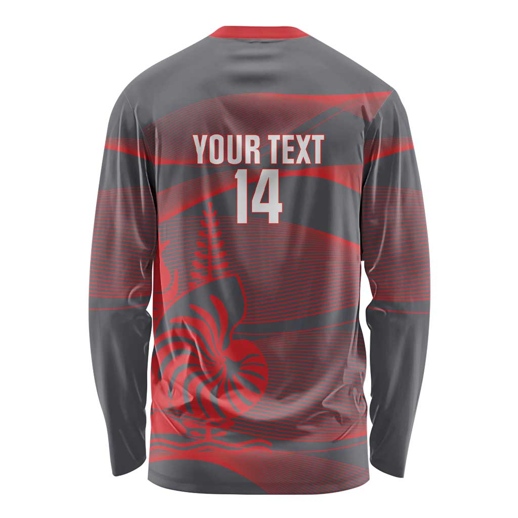 Custom New Caledonia Football Long Sleeve Shirt Allez Les Cagous Grey Version - Polynesian Pride