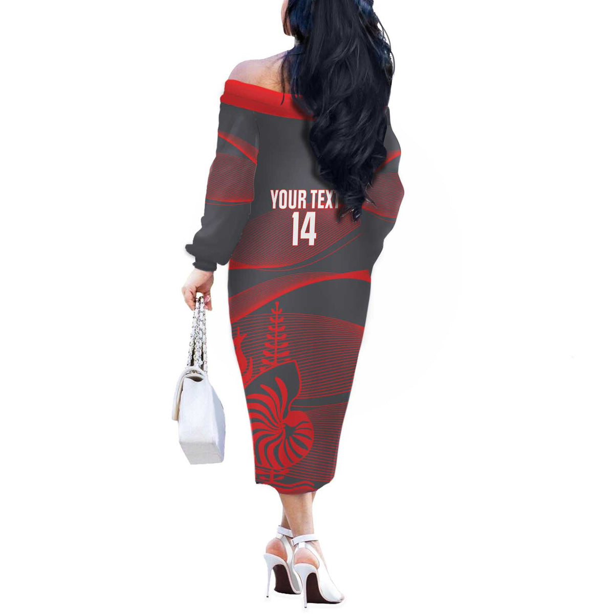 Custom New Caledonia Football Off The Shoulder Long Sleeve Dress Allez Les Cagous Grey Version LT14 - Polynesian Pride