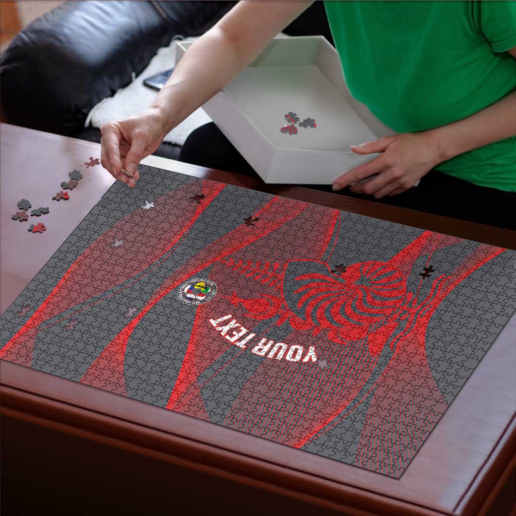 Custom New Caledonia Football Puzzle Allez Les Cagous Grey Version - Polynesian Pride