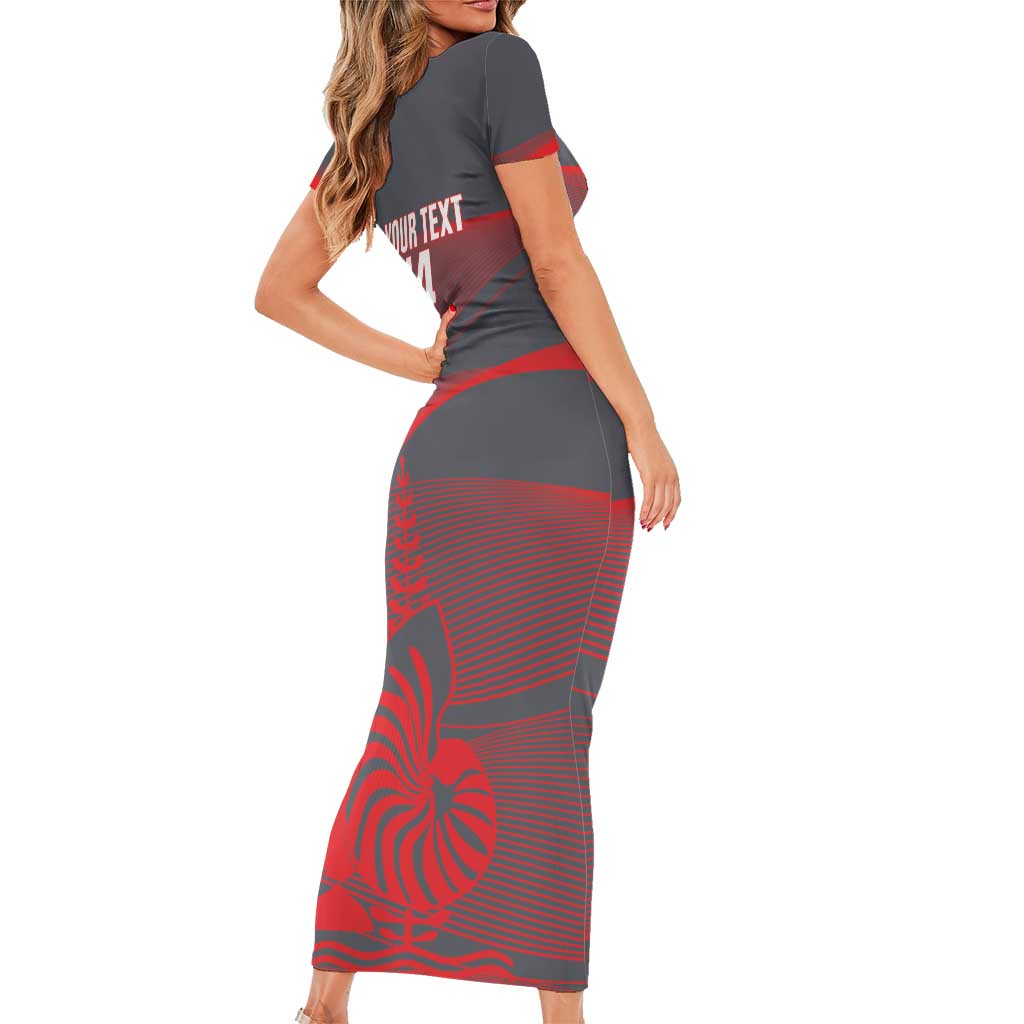 Custom New Caledonia Football Short Sleeve Bodycon Dress Allez Les Cagous Grey Version LT14 - Polynesian Pride