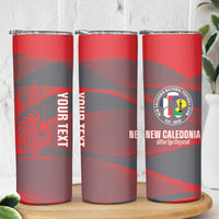 Custom New Caledonia Football Skinny Tumbler Allez Les Cagous Grey Version - Polynesian Pride
